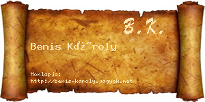 Benis Károly névjegykártya
